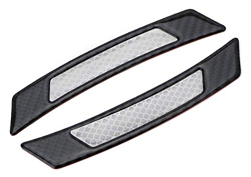 Ijdmtoy Pair Universal White Reflective Side Marker Stickers W/Outer Black Carbon Fiber Trim Compatible With Car Suv Truck Wheel Well Arch Or Side Bumper/Fenders #TOP1