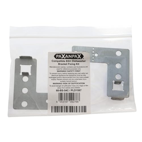 Paxanpax PLD1587 kompatibel für BSH Bosch, Neff, Siemens Multi-Model Fitting Geschirrspüler Halterung Befestigungsset (00165778), Silber