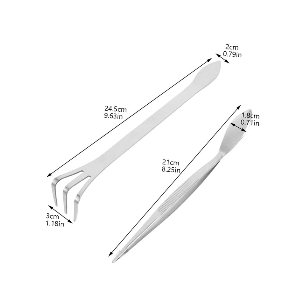 Gogogmee Stainless Steel Bonsai Tools Kit 4pcs Tweezers Rake Spatula Gardening Hand Tools Tiny for Beginners