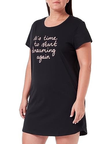 Image of Triumph Nightdresses NDK Women's Sustainable Cotton Nightdress Printed Short Sleeve Jersey Sleepwear Comfortable Loose Fit Knee Length Loungewear Round Neck Slipon Pack of 1