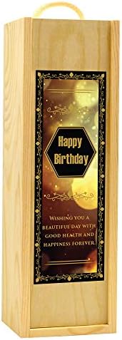 Personalised Wooden Champagne Box Engraved Gift Printed Black Light Effect Rustic Rope Handle Lid