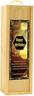 Personalised Wooden Champagne Box Engraved Gift Printed Black Light Effect Rustic Rope Handle Lid