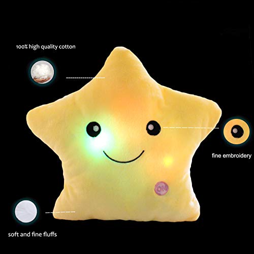 Elfishgo ELFISH0917 Creative Twinkle Glowing Stars Shape Plush Throw Pillow, Led Night Light Pillow Cushions Stuffed Toys Gifts thumb #1