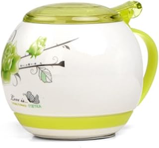 Azucarero, azucarero con tapa, azucarero con tapa, botes de cerámica for azúcar y café, azucarero, azucarero, tarro de especias, salero, bote for condimentos, color marrón, 2 juegos ( Color : Green ,