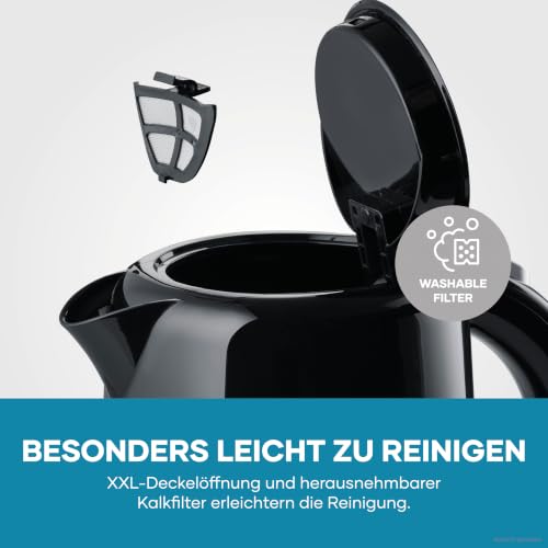 SEVERIN Wasserkocher, 1,7 L, kompakt, schwarz und leistungsstark, Kalkfilter, Kunststoff, 2.200 W, WK 4322 – Ansicht 5