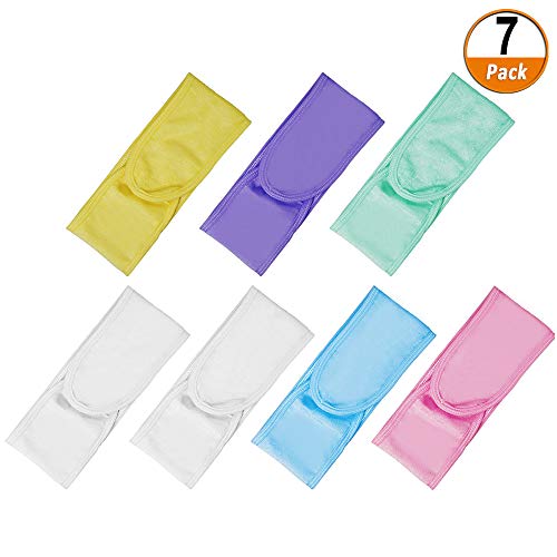 7 Pack Facial Spa Diadema Maquillaje Diadema Tela de rizo Diadema Ducha Diadema Estiramiento Yoga Deporte Envoltura para la Cabeza con Cinta Mágica (Multicolor)