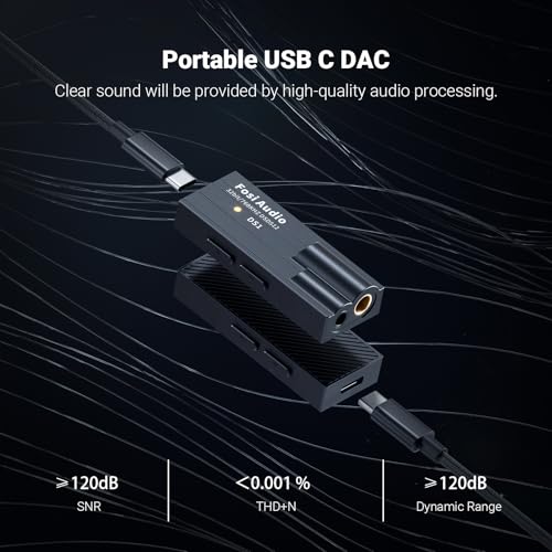 Image of Fosi Audio DS1 USB C DAC Headphone Amp DSD512 ES9038Q2M HiFi Mini Audio Adapter Supports 32bit /768kHz with 4.4MM and 3.5MM Dual Headphones Outputs Compatible with Smartphones /Laptop /PC /Music Players