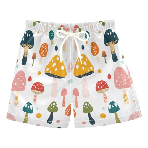 Jucciaco Boys Swim Trunk Mushroom Food Colorful Beach Board Shorts Teen Swimwear