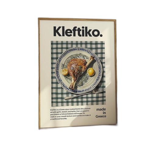 Kleftiko poster print for kitchen decor featuring a traditional Greek