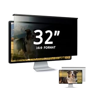 EliWhale Filtre de Confidentialité Amovible et Suspendu 31.5/32 Pouces 16:9 – Film Mat Anti-Reflet HD, Anti-Éblouissement et Anti-Lumière Bleue – Pour Moniteur – Dimensions du produit : 73 x 43 cm