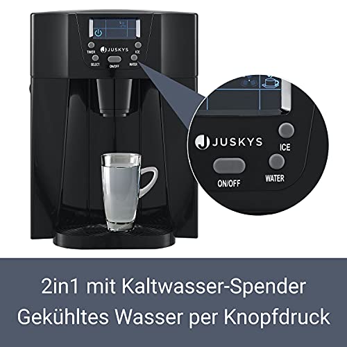 Juskys Eiswürfelmaschine PIM200L mit 2in1 Direkt-Spender & Timer — bis 12kg / Tag, Eiswürfel in 6-10 Minuten, 2 Größen, 2L Tank — Eiswürfelbereiter schwarz – Bild 7