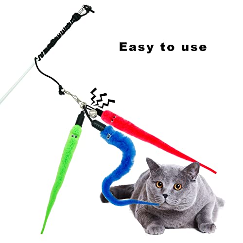 CATENESS Recargas de brinquedo de minhoca de gato, vermes de substituição para varinha de gato, 20 p