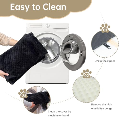 KEELUXE Dog Car Seat for Small Dogs, Dog Booster Seat Filling in Thick Memory Foam with 2 Safety Leashes and Storage Pocket, Suitable for Pet Under 30lb or 2 Puppies (Grey/Black) by KEELUXE - Image 3