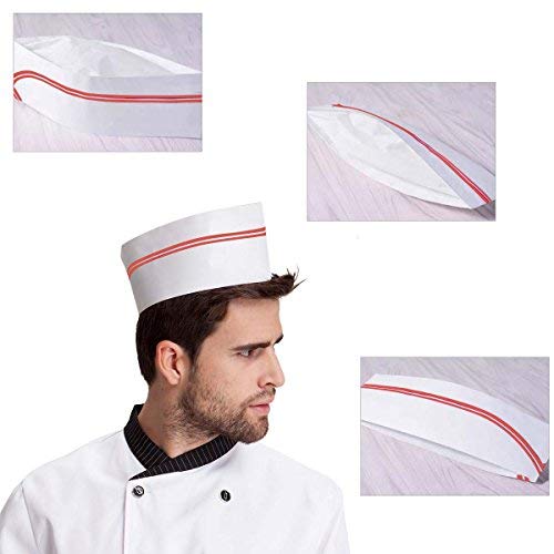 Tbestmax 40 PCS Disposable Soda Jerk Paper Cap, Chef Hat for Restaurant Party, Catering White - Thumbnail 6