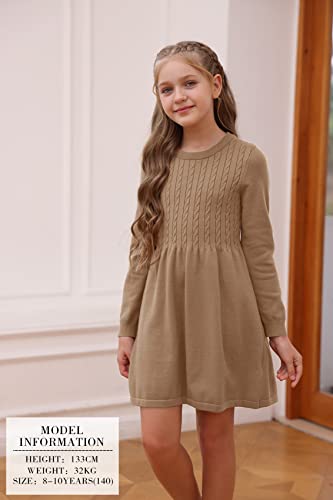 Fommykin Girls Sweater Dress Kids Crew Neck Long Sleeve Cute Fall Winter Kintted Dresses for 4-14Years2