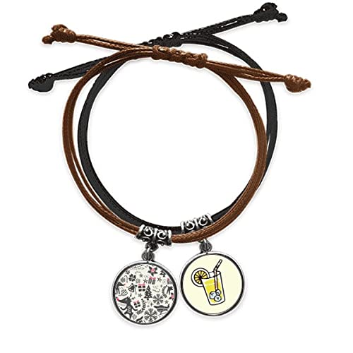 Bracelet cordon Joyeux Noël avec chaîne de main en cuir imprimé citron jaune