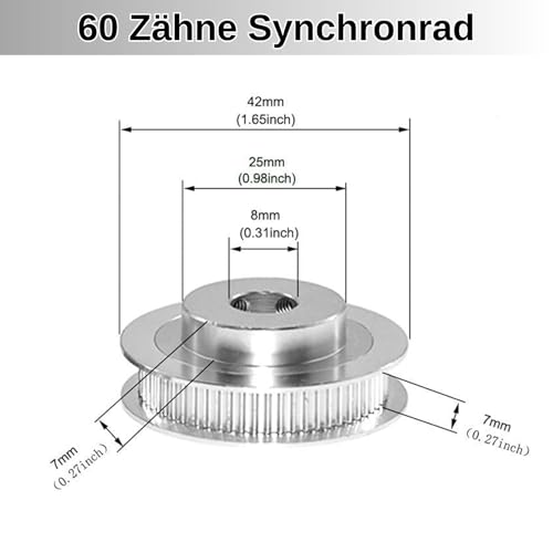 9Pcs Zahnriemenscheibe mit 8mm Bohrung 20 Zähne/60 Zähne Synchronrad + 2GT‑200/280/400/mm Zahnriemen