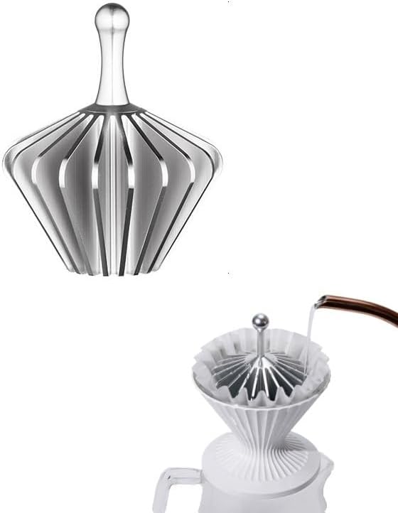 Pour Over Coffee Water Distributor, Universal for Manual Drip Coffee Maker, Space Aluminum Sun Style Paper Tamper, Dual Use Brewing Tool for Home Hand Drip Coffee Making (BlackFlat)
