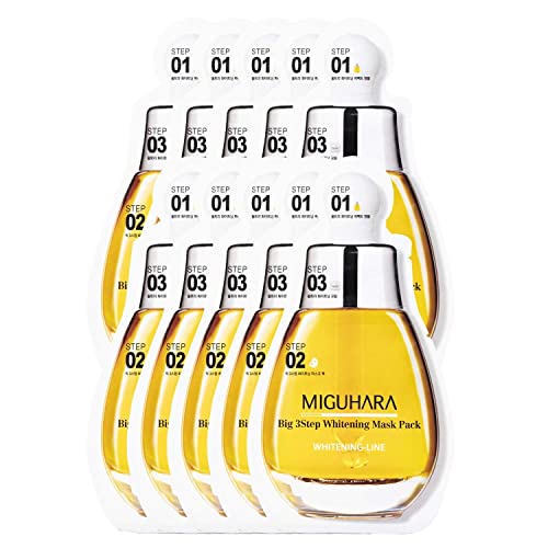 Miguhara Ampoule, Facial Cream, Facial Sheet Mask - All in one Facial Mask Sheet 10 packs, Moisturizing, Pore Tightening for Dry Sensitive Skin, Korean Skincare, Face sheet mask, Brightening