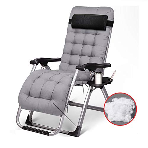 Chaise longue pliante à gravité zéro avec coussin de jardin xl - 200 kg