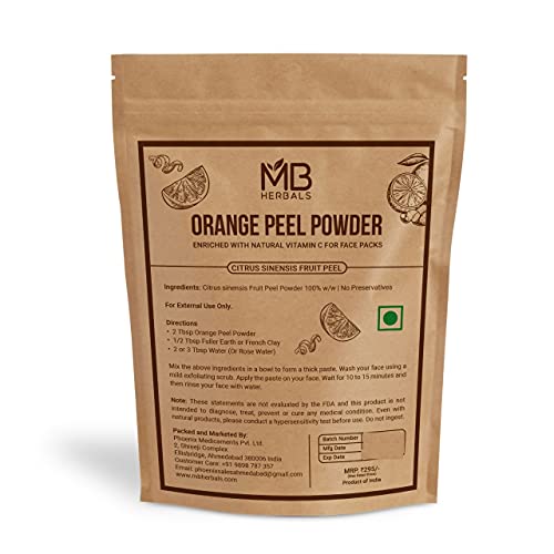Mb Herbals Pure Orange Peel Powder 100 Grams | 100% Pure & Natural | No Preservatives | To Be Used In Face Packs | For External Use Only #TOP1