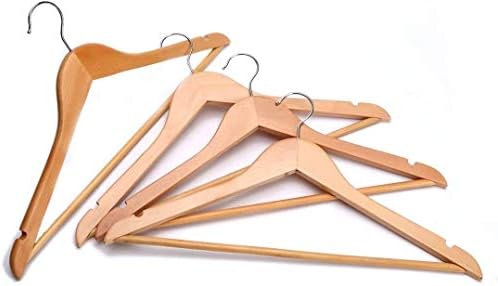 Rainberg Pack of 20 Strong Natural Wood Wooden Hangers, Coat Hangers, Wooden Hangers With Trouser Bar and Strong Shoulder Notches, Use IN OFFICE, Home, Retail & Hotels