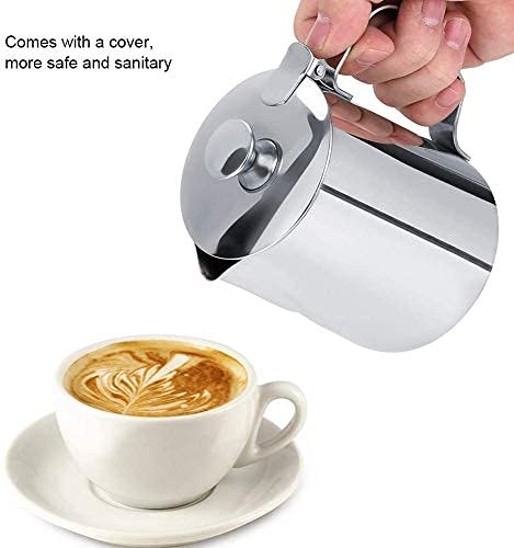 Melkkan, Roestvrijstalen Melkopschuimkan Koffiekopje Met Deksel Voor Latte Coffee Art 250ml/350ml/1000ml-350ml - Image 3
