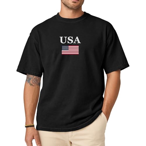 USA Flag Embroidered T-Shirt for Men & Women – Vintage