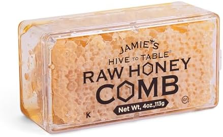 Jamie's Hive To Table 100% Raw Georgia Honey Comb, 4 Oz – All-Natural Pure Georgia Honey Comb – Fresh Honeycomb, No Additives or Preservatives, Non-GMO