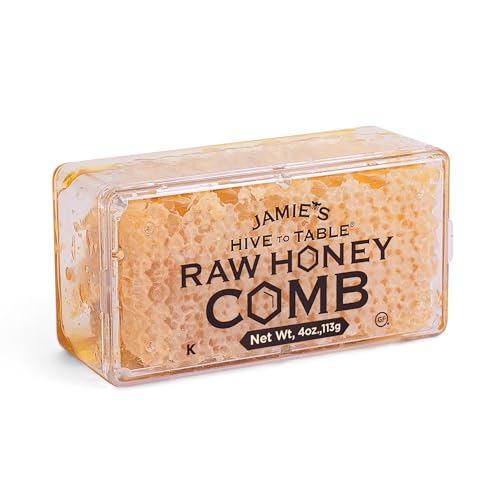 Jamie's Hive To Table 100% Raw Georgia Honey Comb, 4 Oz – All-Natural Pure Georgia Honey Comb – Fresh Honeycomb, No Additives or Preservatives, Non-GMO