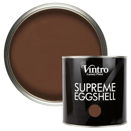 Vintro Paint | Eggshell Paint | for Walls | Wood | Trim | Satin Furniture Paint | Interior & Exterior Use. (Dark Brown - Chocolate, 2.5 Litres)