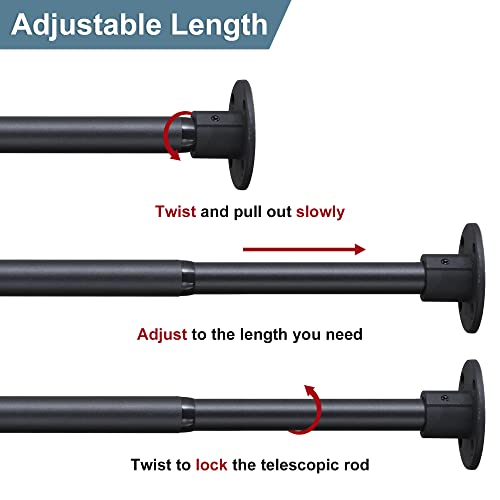 Black Shower Curtain Rod - Adjustable Shower Curtain Rods 29-50 Inches - Heavy Duty Shower Rods For Bathroom, Closet, Windows, Doorway, Bedrooms, Balcony, Patio And Laundry Room #TOP2