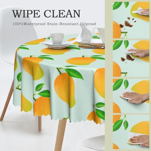 Nappe ronde mangue 150 cm en polyester imperméable pour table de cuisine - 3