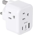 European Travel Plug Adapter, International Power Plug Adapter with 3 Outlets 3 USB Charging Ports(1 USB C), Travel Essentials to Italy,Greece,Israel,France, Spain (Type C)