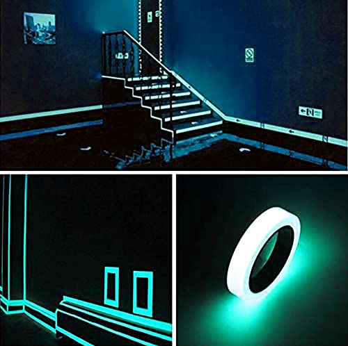 Blue Green 16.4 Ft X 1.6 Inches Glow In The Dark Tape Self-Adhesive Fluorescent Tape Luminous Tape Wall Stickers Home Decoration #TOP1