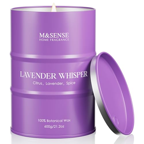 Image of M&SENSE Large Lavender Soy Candles for Home Scented 21.2oz 120 Hour Long Burning, Aromatherapy Candle for Stress Relief Meditation Relaxing, Appreciation Gifts for Mom Teacher Friends