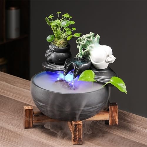 Adornos de repollo cerámica con circulación de agua para Feng Shui y decoración de interiores 5