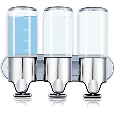Triple Chambers Wall Mounted Shower Pump, Bathroom Soap Dispenser Hand Gel Conditioner, Shampoo Dispenser for Bathroom, Kitchen, Hotel (1500ml) Cover