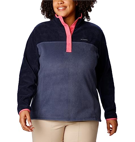 Image of Columbia Womens Benton Springs Half Snap II Pull Over Fleece Jacket, Dark Stone /Canoe /Vintage Blue, 3X