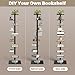 Nidouillet 9-Tier Metal Spine Bookshelf, Adjustable Vertical Tower for Books, Tall & Narrow Ladder Bookcase, Space-Saving Multipurpose Corner Storage Shelf, Display Stand, Tool-Free Assembly, Black
