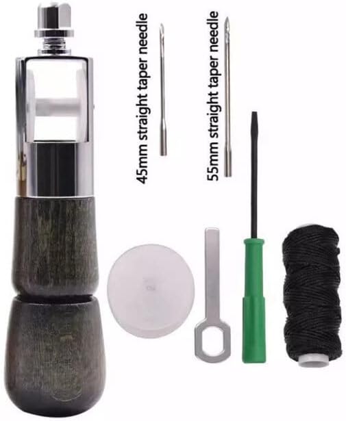Leather Hand Sewing Awl Stitcher Set Handmade Lock Stitching Thread Needles Kit Stitcher Craft Stitch Tools Stitch Sewing Kit - (Color: B)
