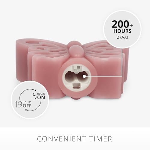 Image of Luminara - Flameless Flickering Moving Flame Nature-Inspired Battery Operated LED Decor - Spring Summer Collection - Blooming Mauve Butterfly Garden Candle - 6.6 inch x 4.3 inch