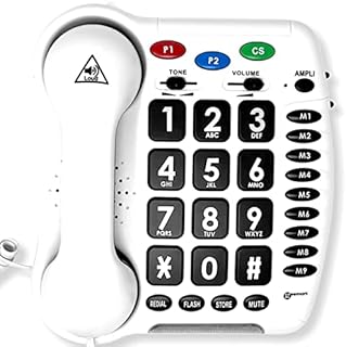 Geemarc CL100 Big Button Phone for Seniors - 30 dB Amplified Corded Phone with Visual Indicator - Telephones for Hearing Impaired - Large Buttons & Amplified Hearing Landline Phone - Phones for Home
