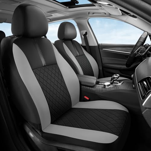Image of Coverado Car Seat Covers Full Set, Automotive Leather Seat Covers for Car,Universal Fit Front Back Seat Cover, Non-Slip Waterproof Breathable Car Seat Protector