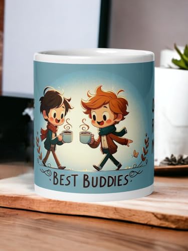 Image of Better Gift Flowers Best Buddies Mug, Round Shaped Multicolor Themed Coffee Mugs, Mug for Gifting, Gifting Items for Family, Friends & Closed Ones