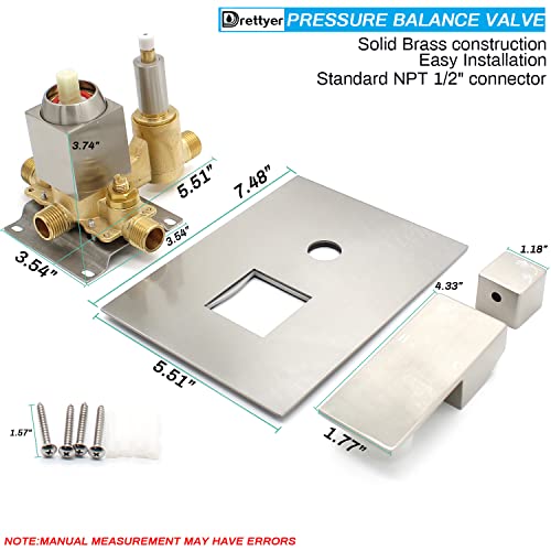 Drettyer 2 Way Outlet Function Solid Brass Shower Diverter Valve Mixer Rough-In Shower Handle Valve Kit Replacement In Brushed Nickel #TOP1