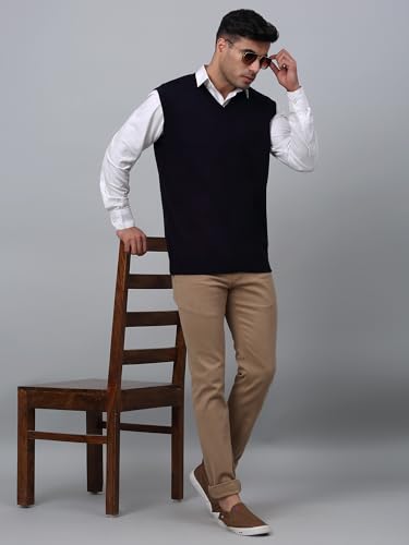 Image of Cantabil Solid Reversible V Neck Sleeveless Regular Fit Mens Casual Sweater | Casual Winter Sweater for Men | Mens Sweater for Winter Wear (P MSWT00055)