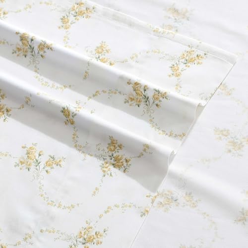 Image of Laura Ashley - King Sheet Set, Buttery-Soft Bed Sheets with a Naturally Silky Smooth Cotton Sateen Lightweight Feel - Matching Pillowcases & Fitted Sheet (Petite Rose Gold)