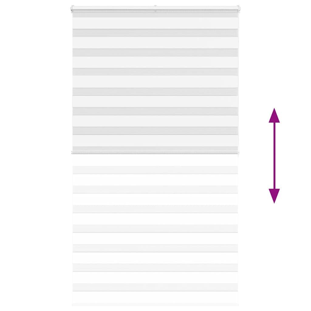 Zebra-Rollo, Polyester, 130,9 cm, Weiß, 135 x 200 cm | Doppelschicht, transparent und blickdicht, Wandmontage oder ohne Bohren, verstellbar durch Kette, Kindersicherung
