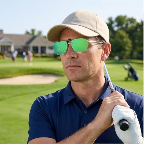 Image of Polarized Clip On Sunglasses Over Prescription Glasses Men Women Rimless Flip Up